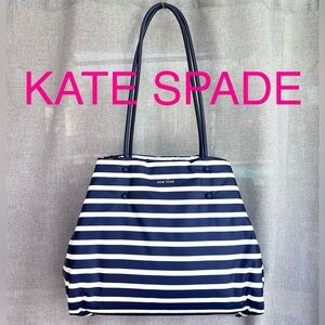 KATE SPADE Everything Puffy Nylon tote navy white stripes